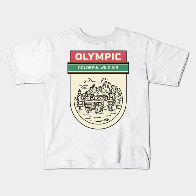 Olympic National Park Camping Hiking Outdoors Outdoorsman Kids T-Shirt by Tip Top Tee's